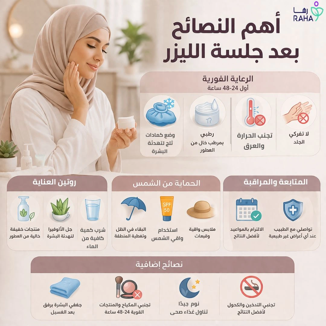 أهم النصائح بعد جلسة الليزر